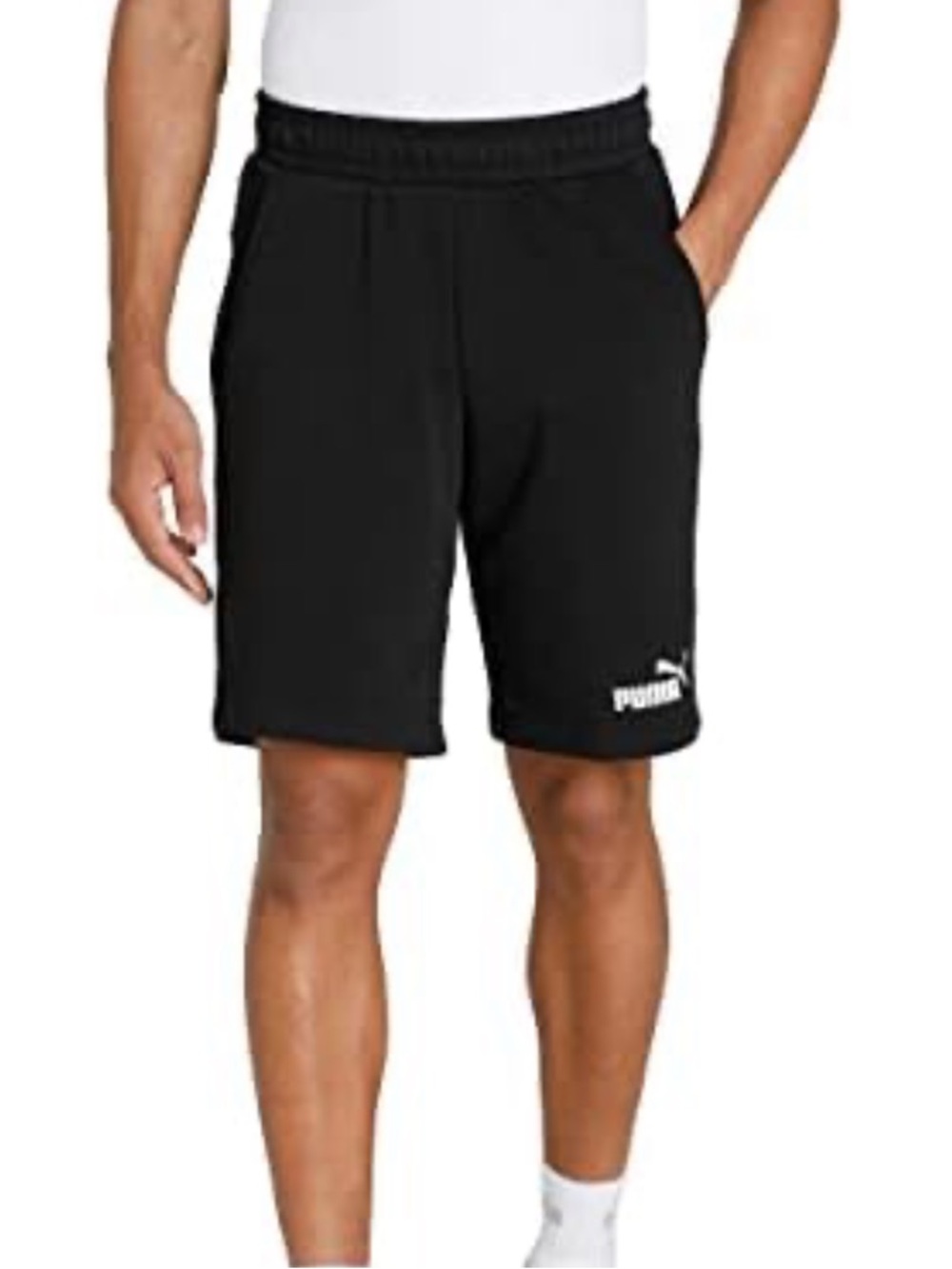 Puma Men's Black  Shorts with White Logo